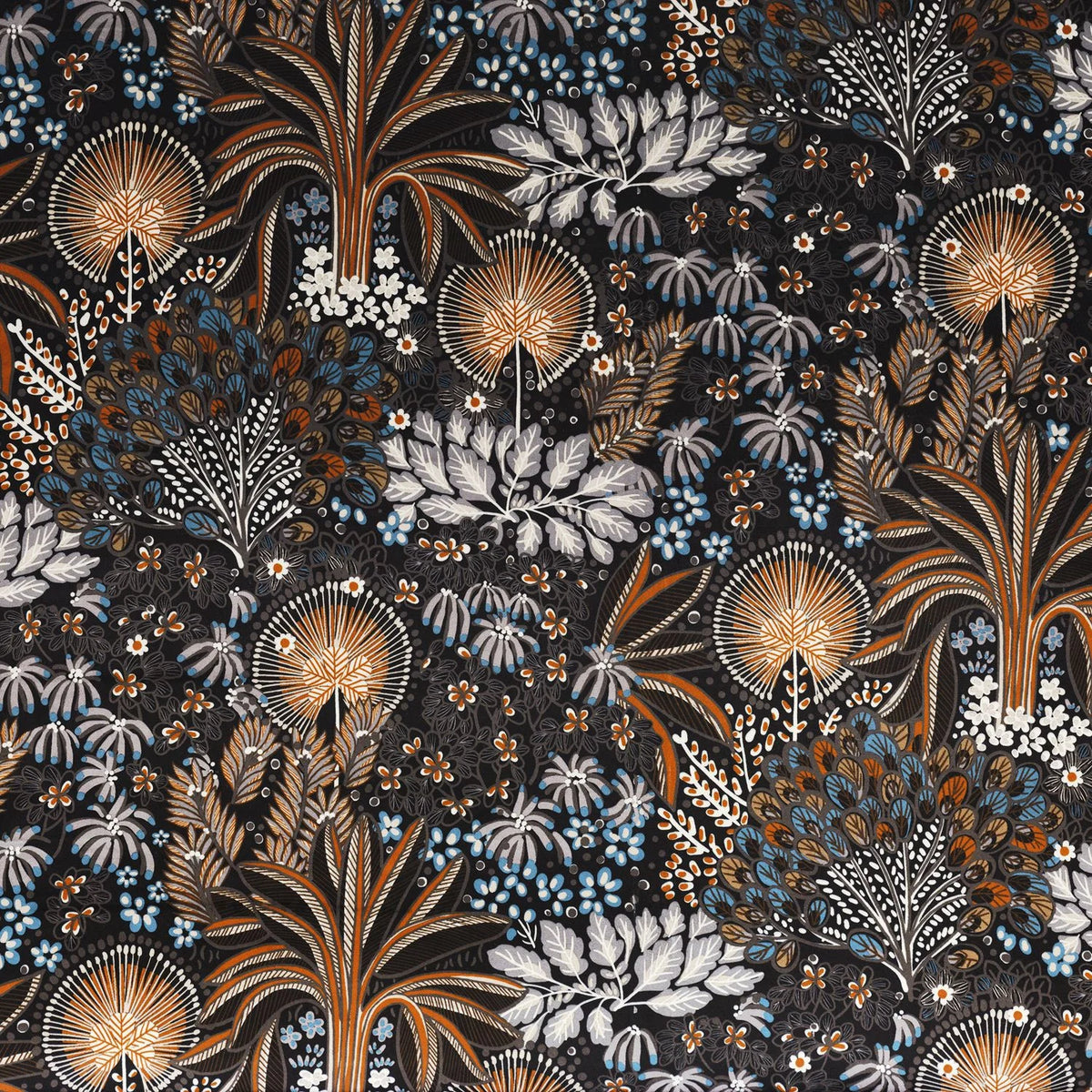 Casamance Opium fabric — Fauve / Bleu Deauville