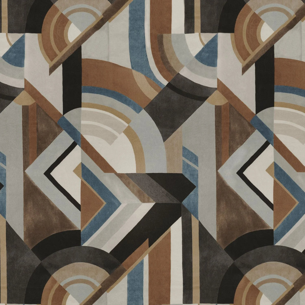 Casamance Convexe fabric — Noir / Tabac
