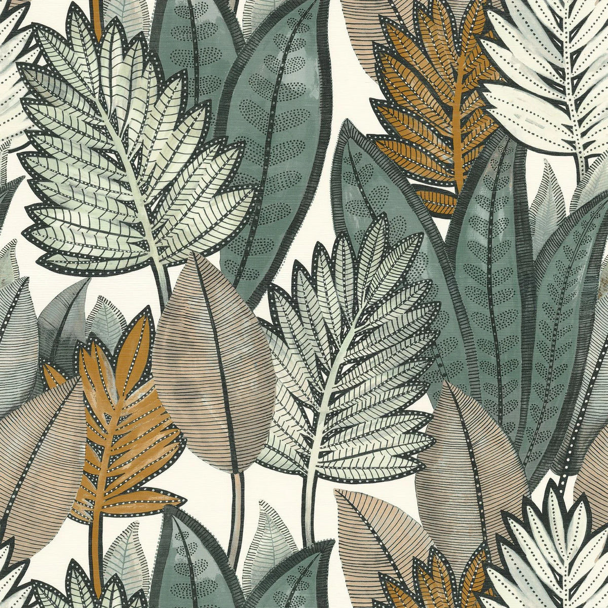 Casamance Sabal wallpaper — Blanc/Celadon