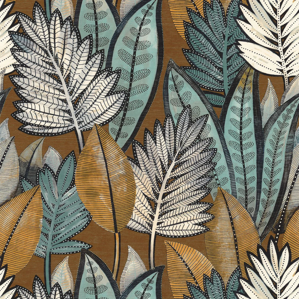 Casamance Sabal wallpaper — Tabac/Celadon