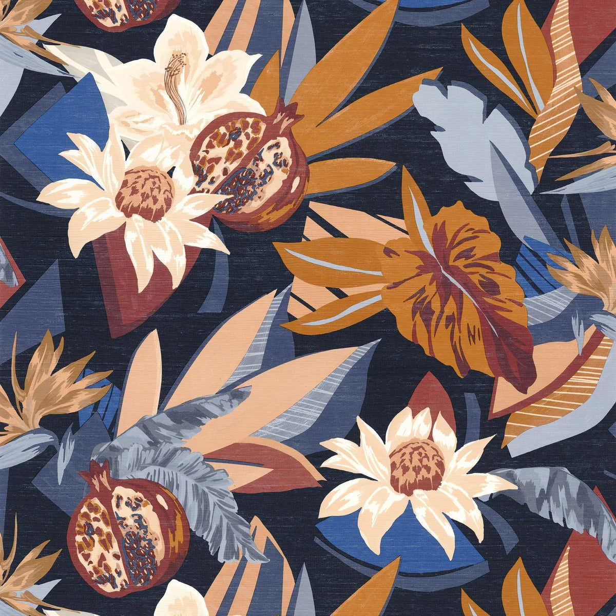 Casamance Salvador wallpaper — Marine/Terre De Sienne