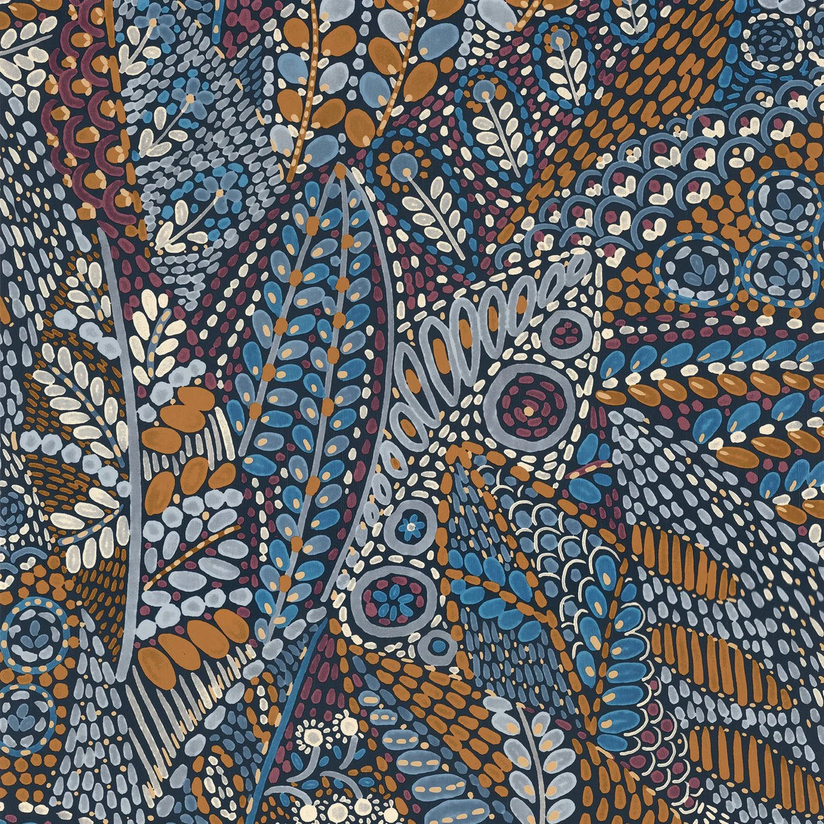 Casamance Talavera wallpaper — Marine/Ocre