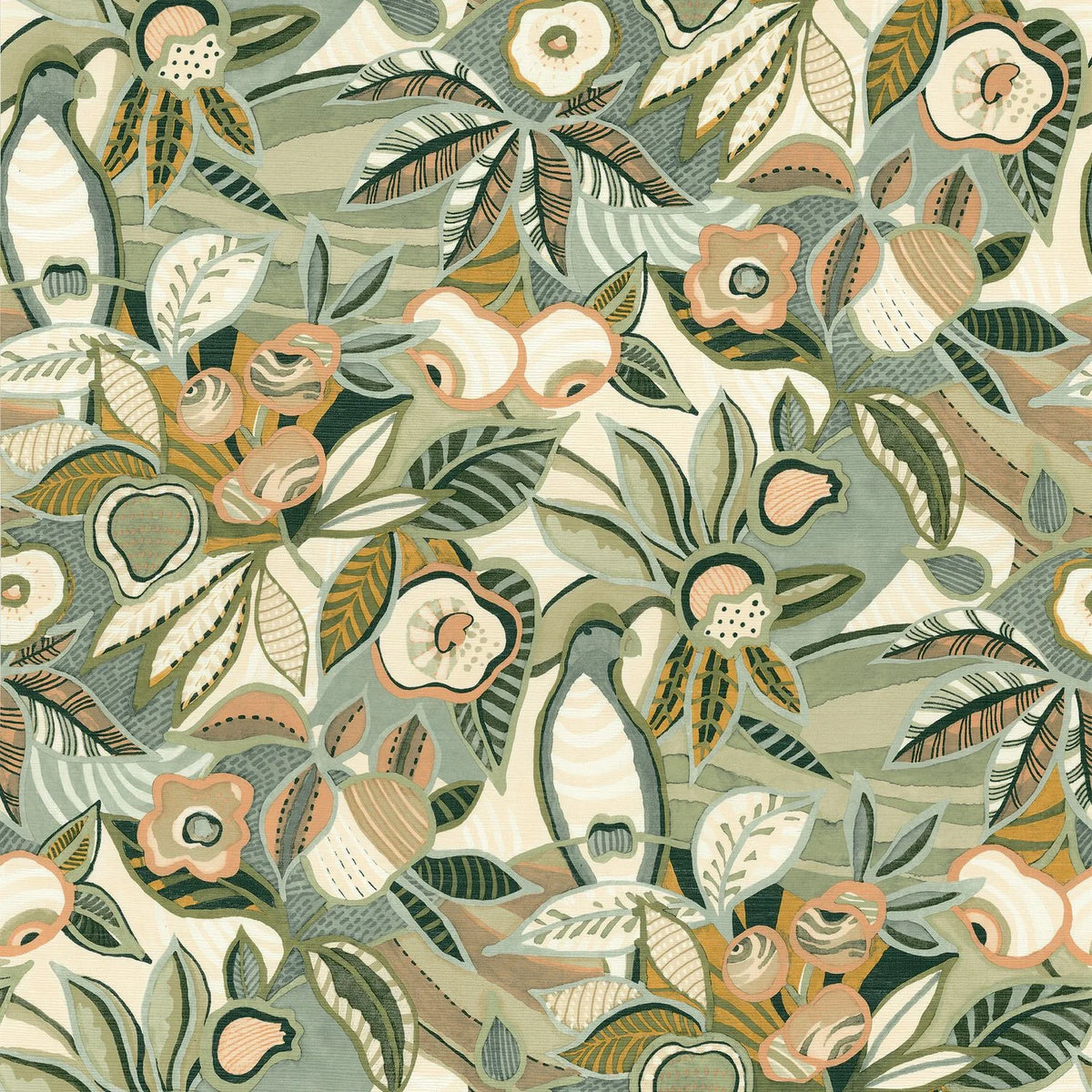 Casamance Tehuana wallpaper — Céladon/Amande