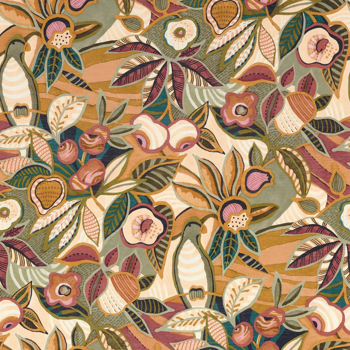 Casamance Tehuana wallpaper — Kaki/Ocre