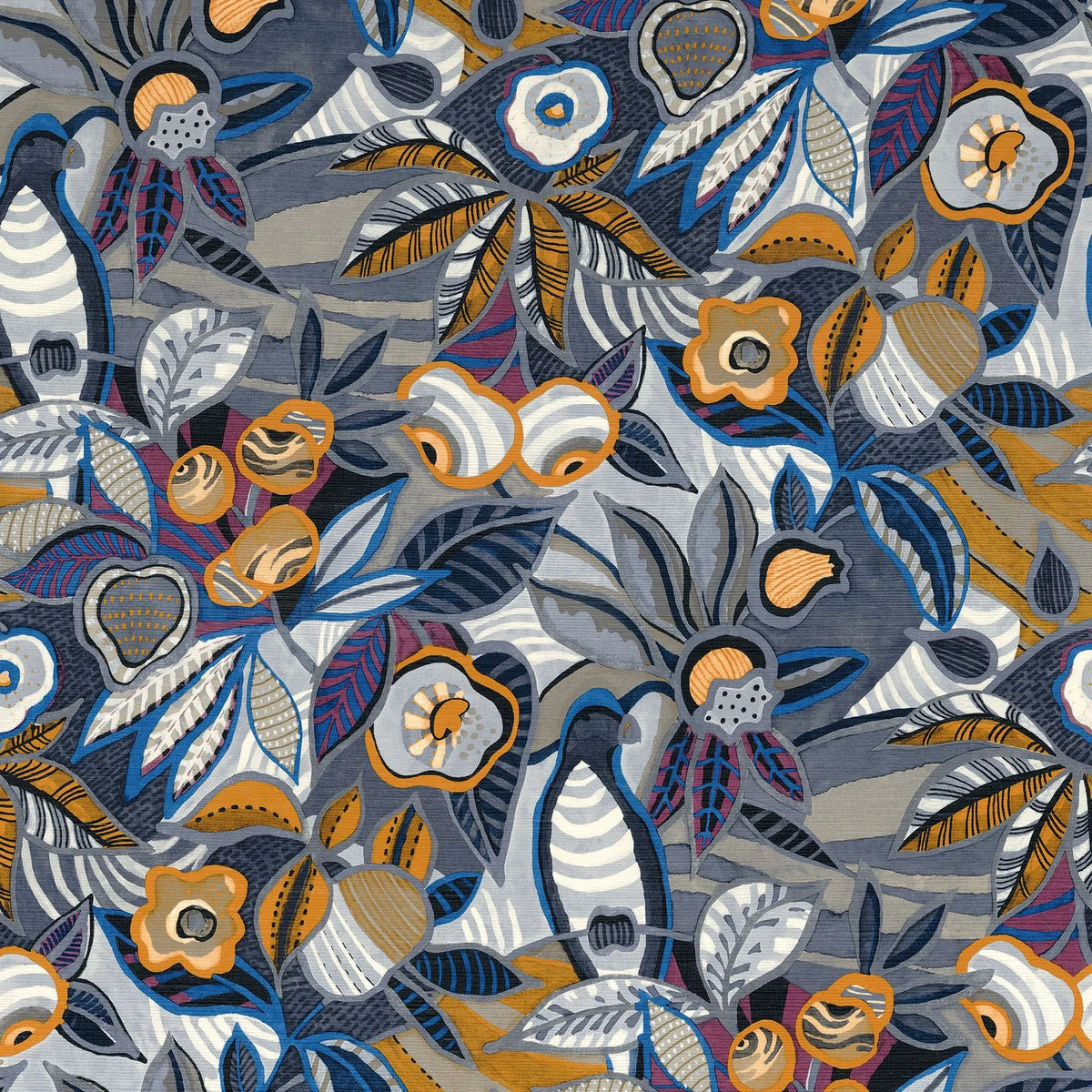 Casamance Tehuana wallpaper — Marine/Ocre