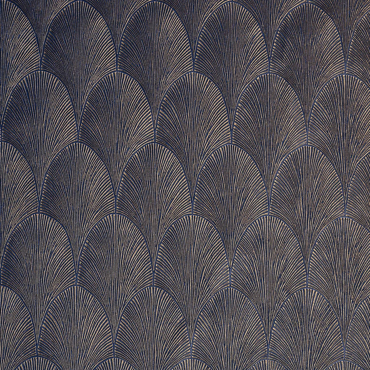 Casamance Tourmaline wallpaper — Marine/Doré
