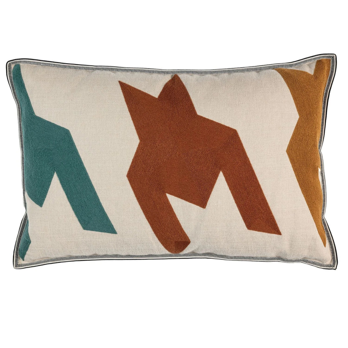 Casamance Triptyque cushion cover — Terracotta Bleu Canard
