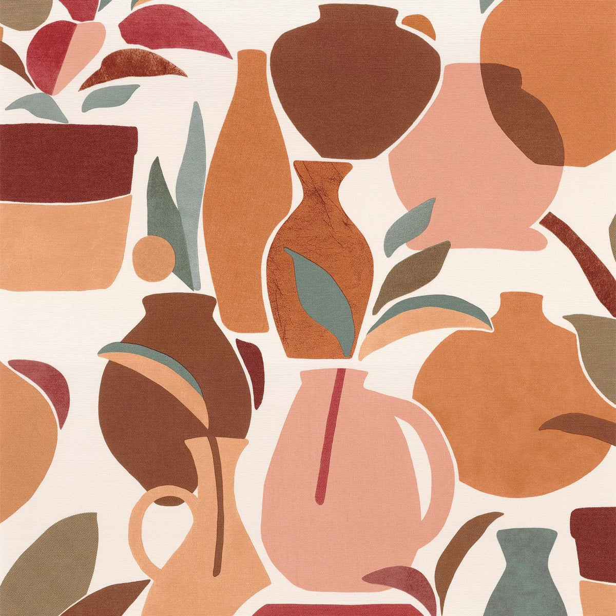 Casamance Vallauris wallpaper — Grenat/Orange Brulée