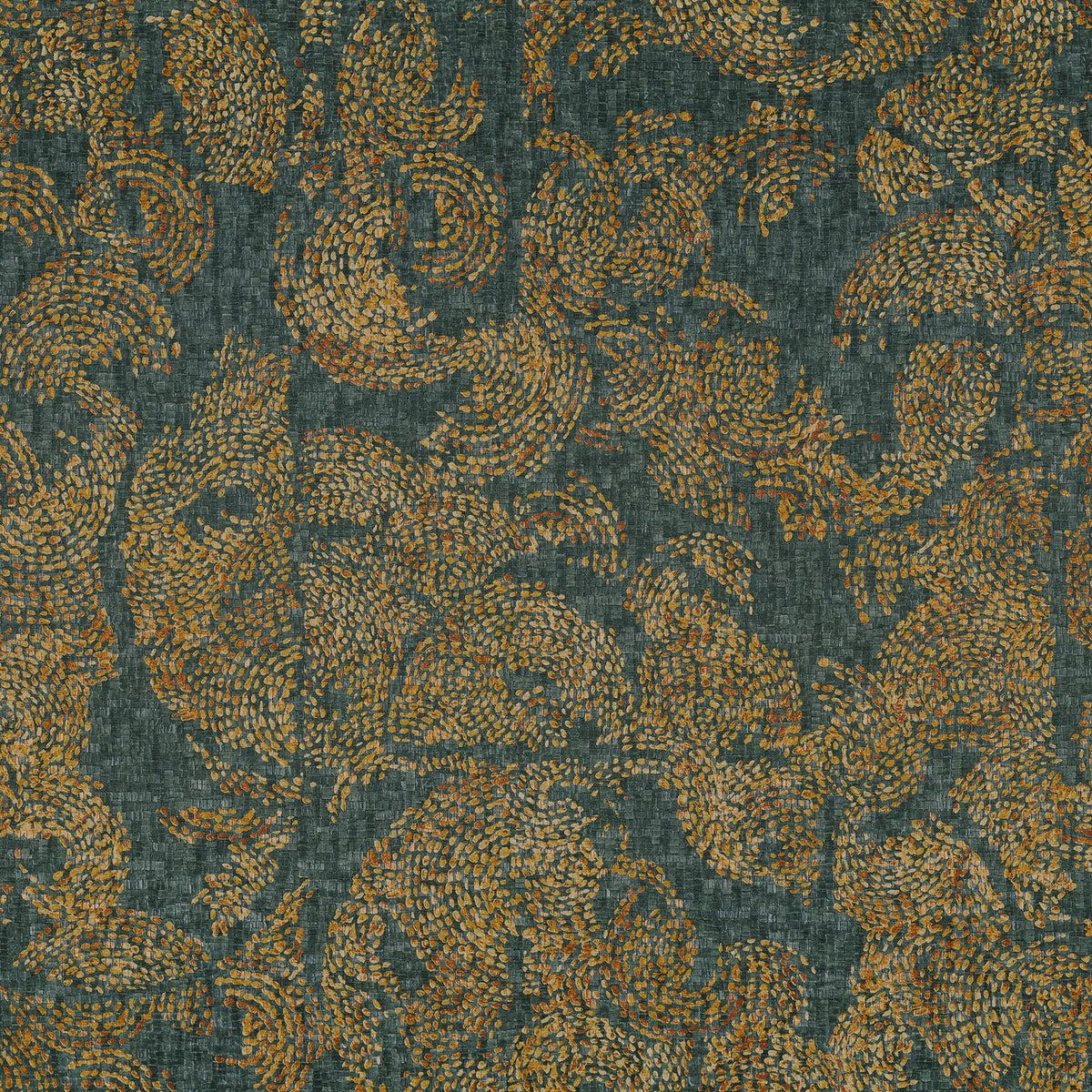 Casamance Venetie wallpaper — Emeraude/Dore