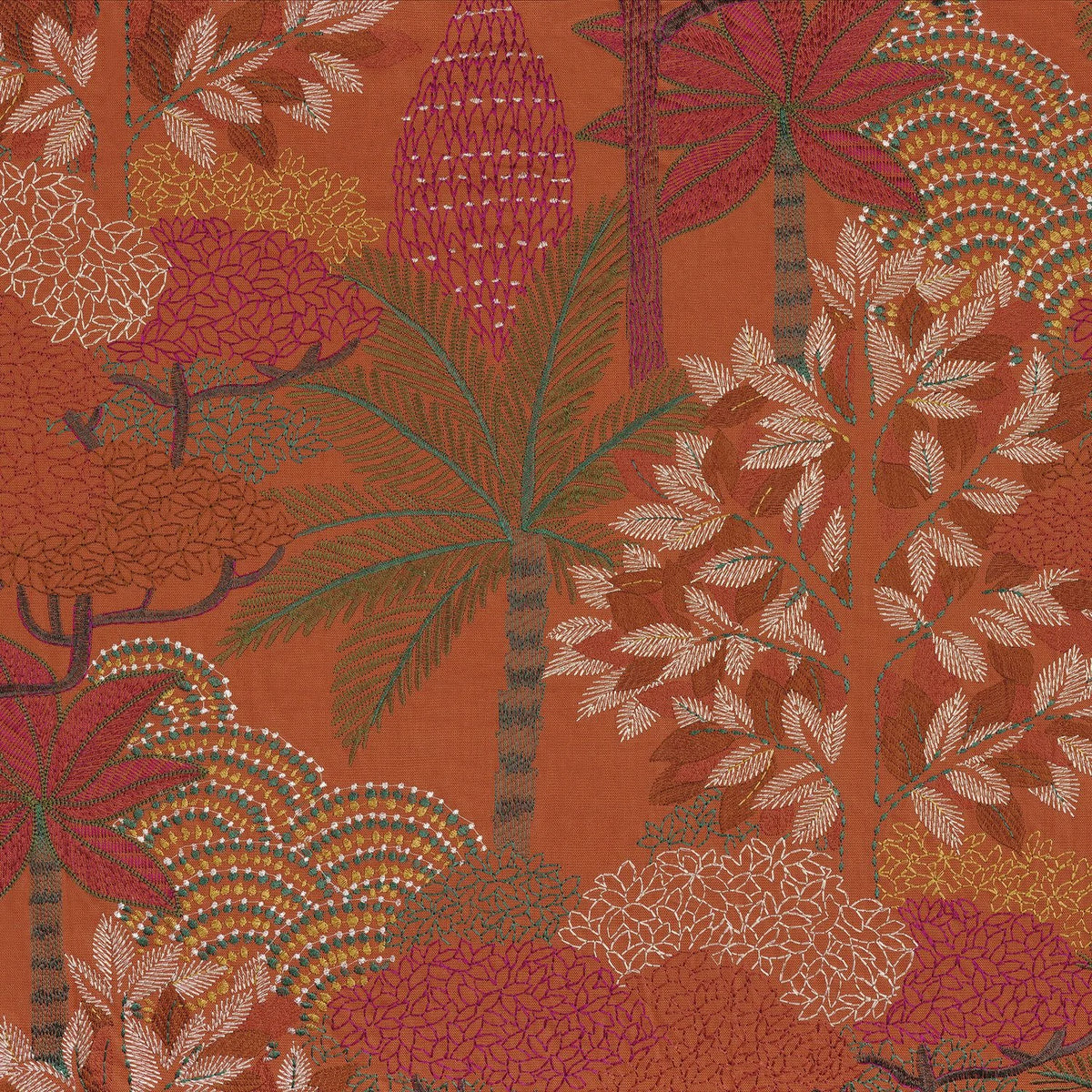 Casamance Voyage Imaginaire fabric — Tangerine / Fushia