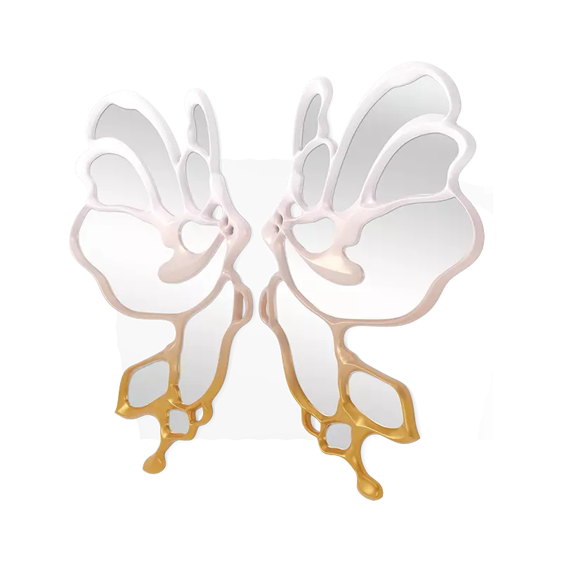 Christopher Guy Morpho mirror in Ombre from White Lacquer to Gold