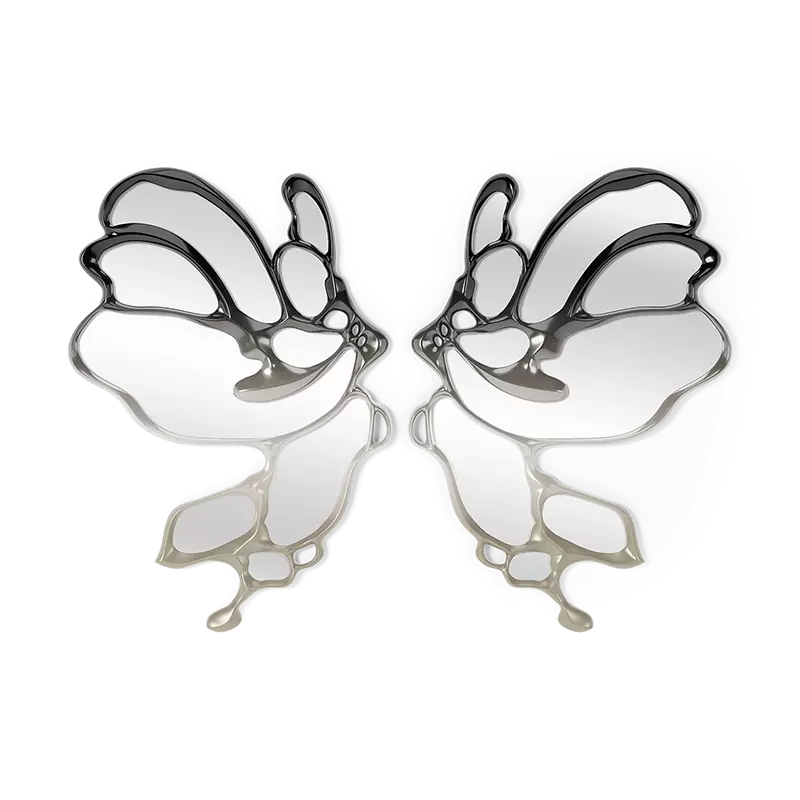 Christopher Guy Morpho mirror in Ombre from Black Lacquer to Silver