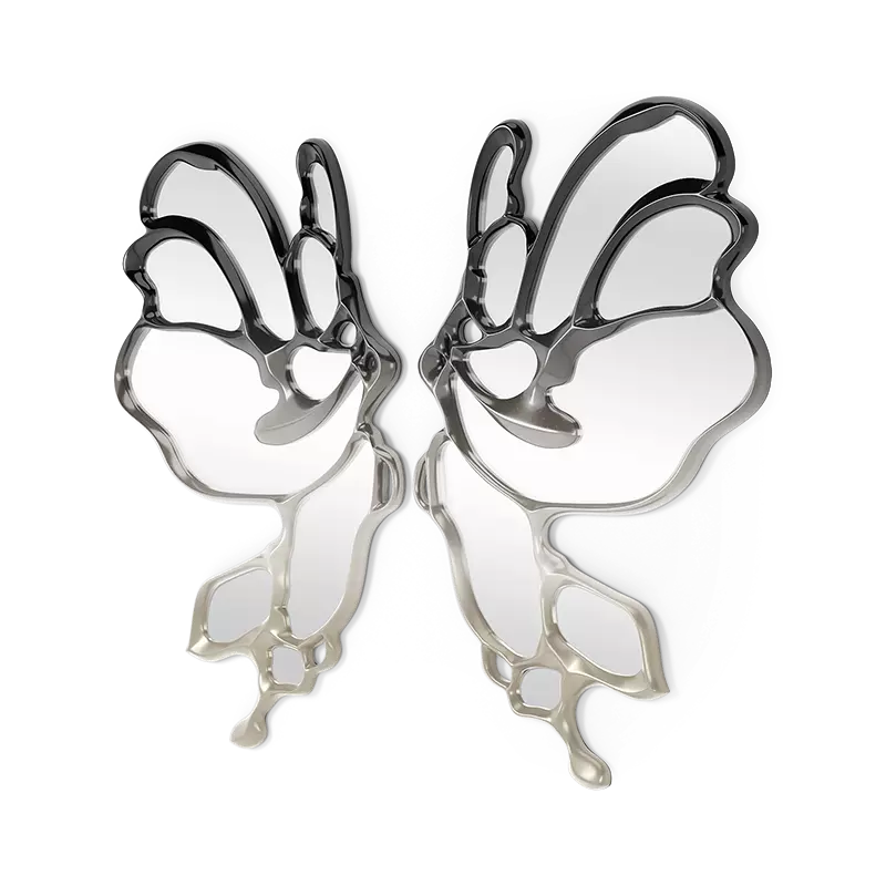 Christopher Guy Morpho mirror in ombre from black lacquer to silver
