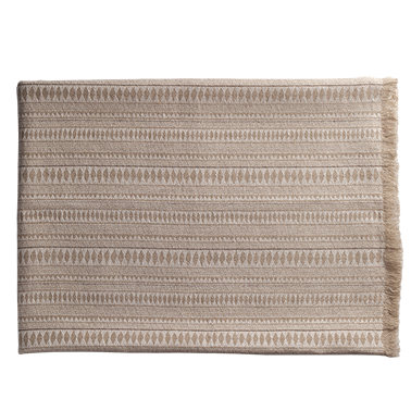 de Le Cuona | Assegai Throw with Fringe & Suede Edge – Stone