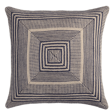 de Le Cuona Cabana Stripe Panel Cushion Ocean