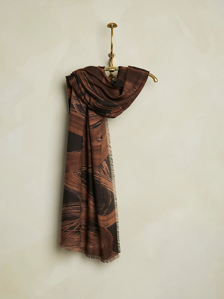 de Le Cuona | Calligraphy Cashmere Scarf – Sienna