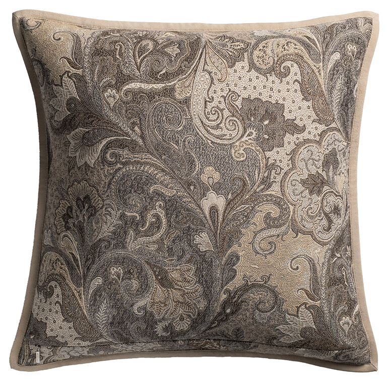 de Le Cuona | Elizabeth Paisley Cushion with Suede Trim – Cygnet