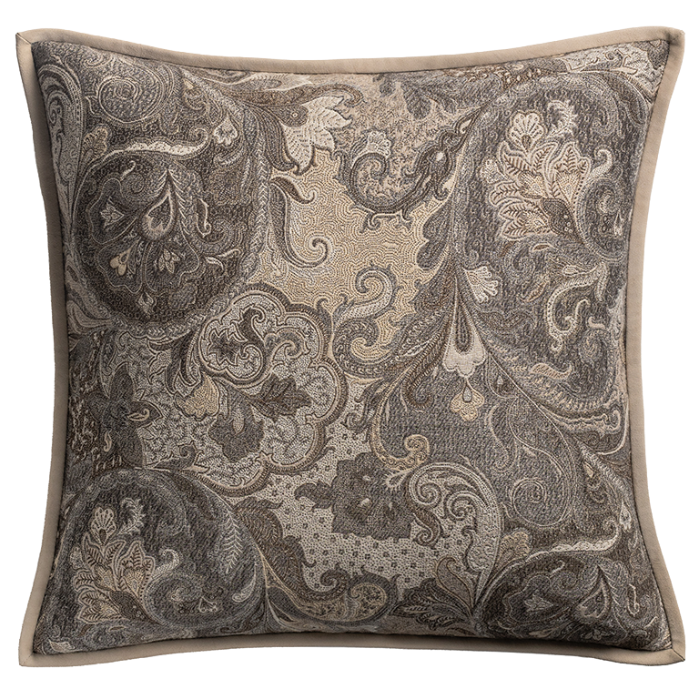 de Le Cuona | Elizabeth Paisley Cushion with Suede Trim – Cygnet