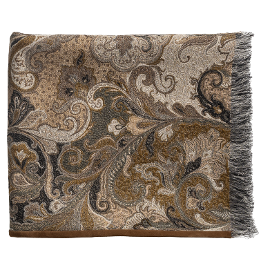 de Le Cuona | Elizabeth Throw with Fringe & Suede Edge – Partridge