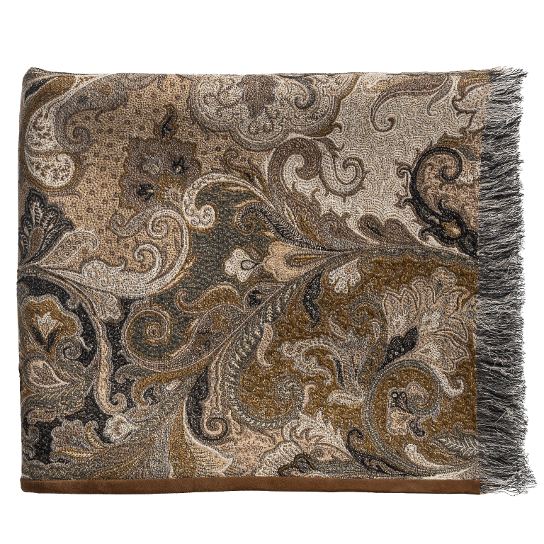 de Le Cuona | Elizabeth Throw with Fringe & Suede Edge – Partridge