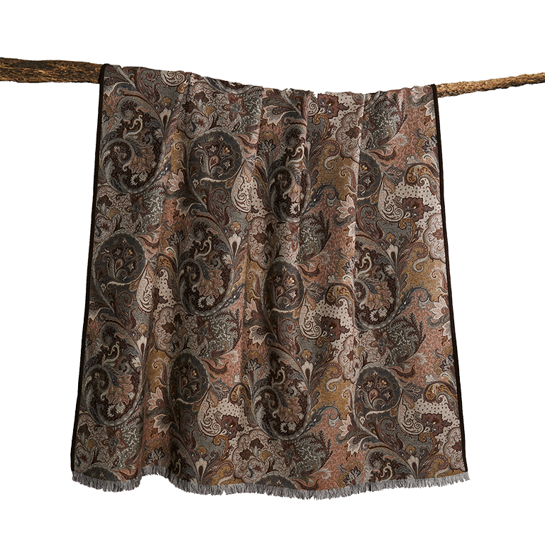 de Le Cuona | Elizabeth Throw with Fringe & Suede Edge – Pheasant