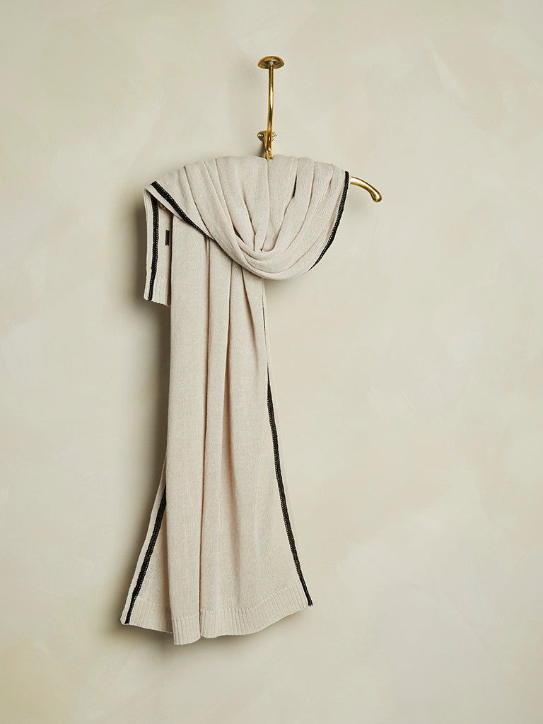 de Le Cuona | Fine Knit Linen Scarf – Cream
