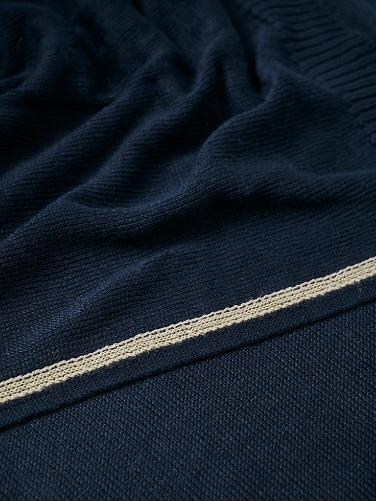de Le Cuona | Fine Knit Linen Scarf – Navy
