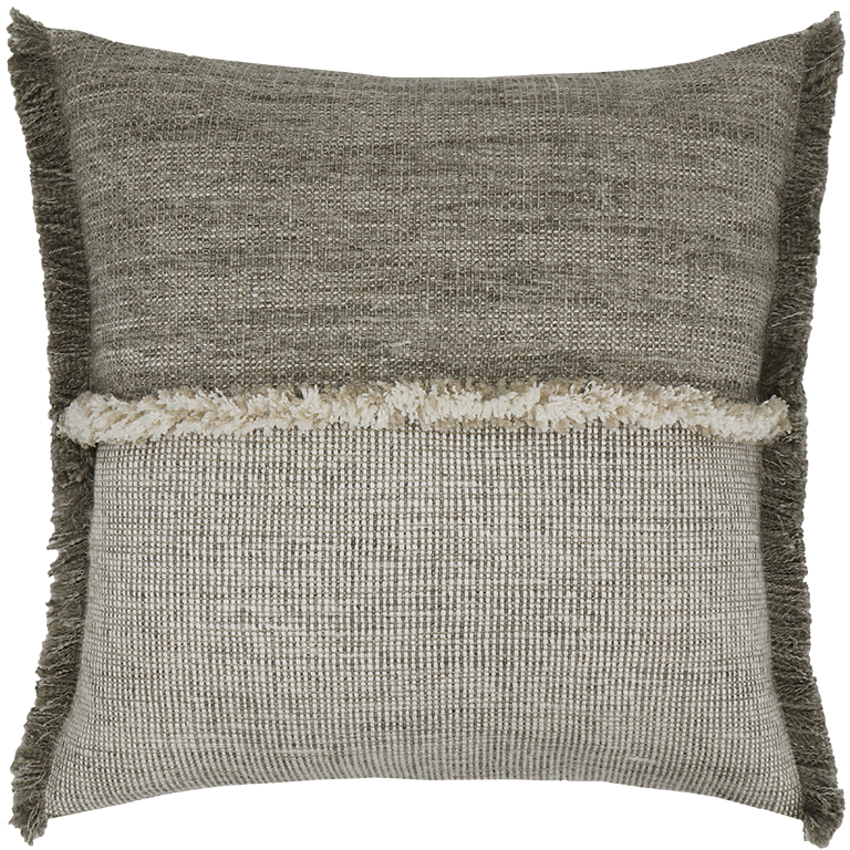 de Le Cuona | Forage Cloth Cushion with Fringing – Gull