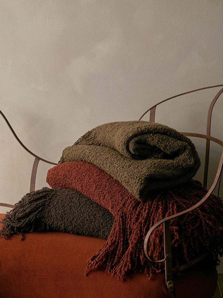 de Le Cuona | Handwoven Alpaca Blanket with Fringe – Rust