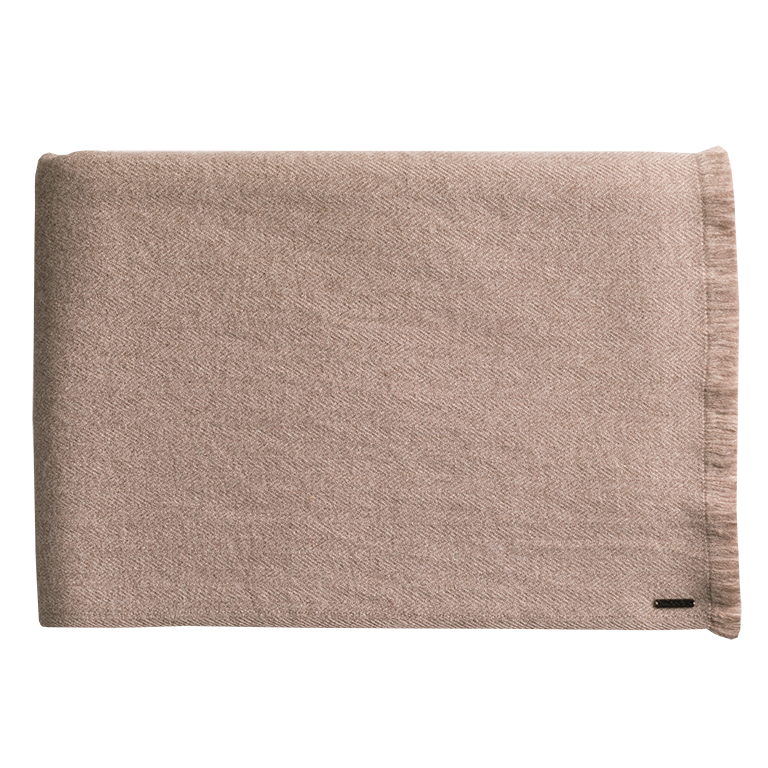 de Le Cuona | Herringbone Cashmere Blanket – Fawn