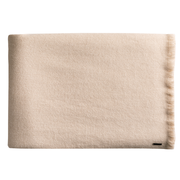 de Le Cuona | Herringbone Cashmere Blanket – Wheat