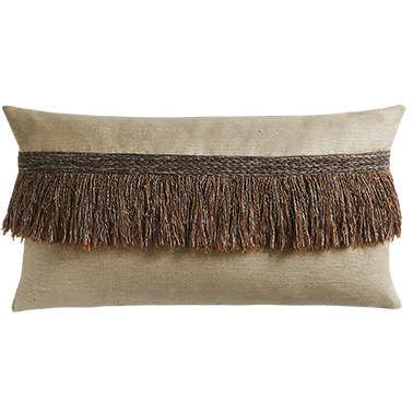 de Le Cuona | Jungle Silk Cushion with Textured Fringe – Sugarcane