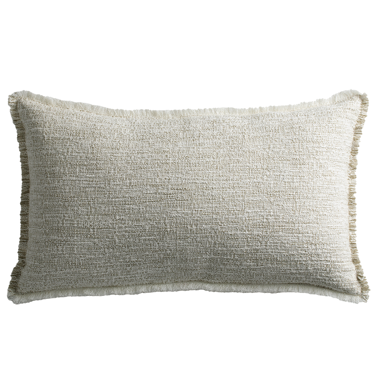 de Le Cuona | Limestone Cushion with Fringe Detail – Marble