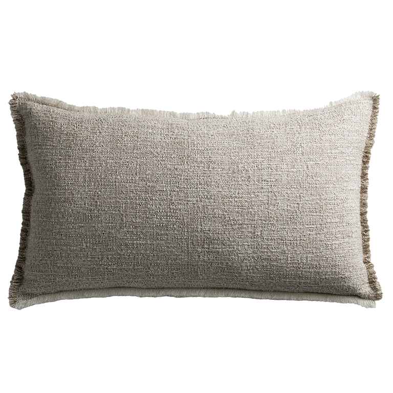 de Le Cuona | Limestone Cushion with Fringe Detail – Pumice