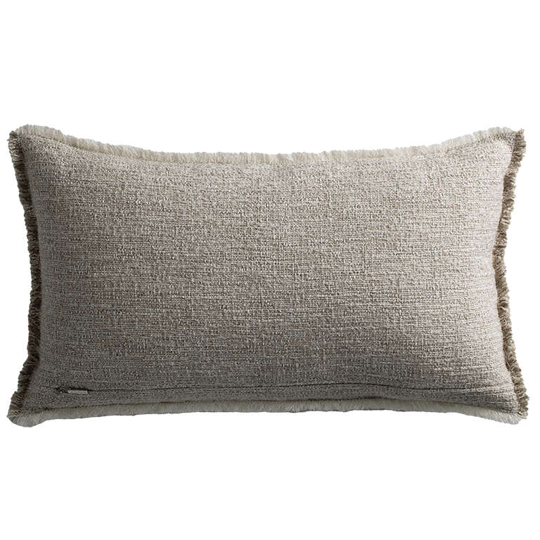 de Le Cuona | Limestone Cushion with Fringe Detail – Pumice