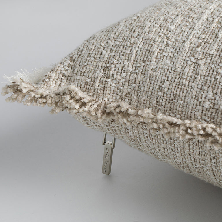 de Le Cuona | Limestone Cushion with Fringe Detail – Pumice