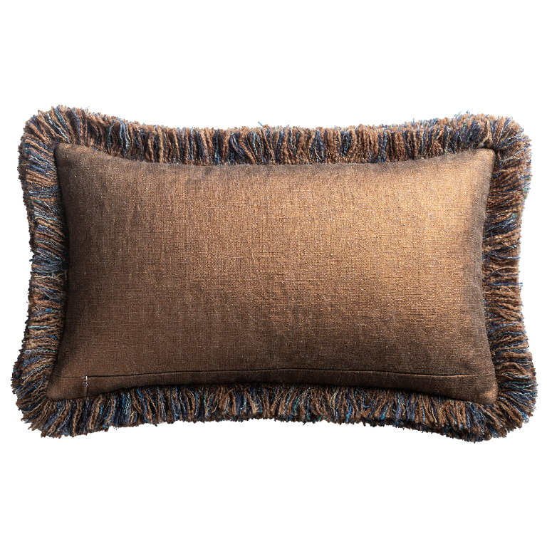 de Le Cuona | Mackintosh Cushion with Inserted Fringe – Copper