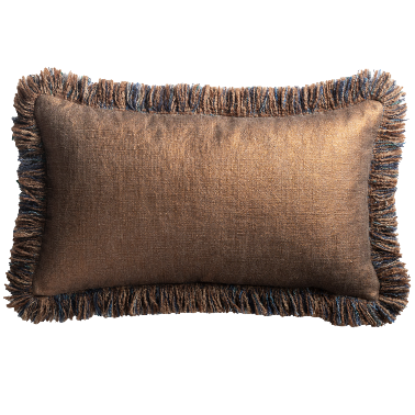 de Le Cuona | Mackintosh Cushion with Inserted Fringe – Copper
