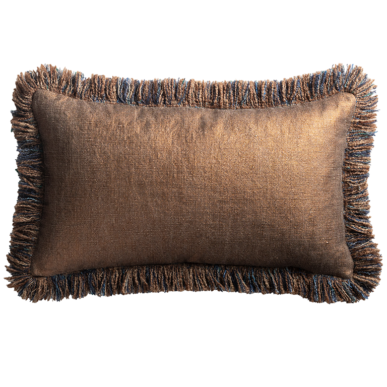 de Le Cuona | Mackintosh Cushion with Inserted Fringe – Copper