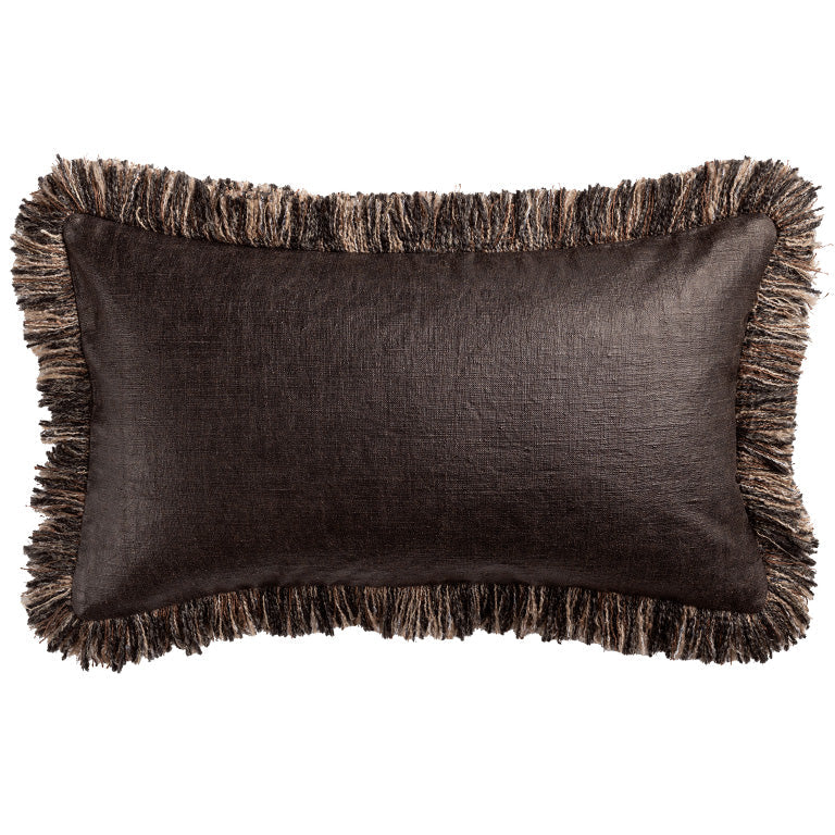 de Le Cuona Mackintosh Cushion with Inserted Fringe – Anthracite