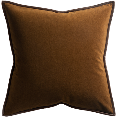 de Le Cuona | Merino Velvet Cushion with Leather Trim – Maple