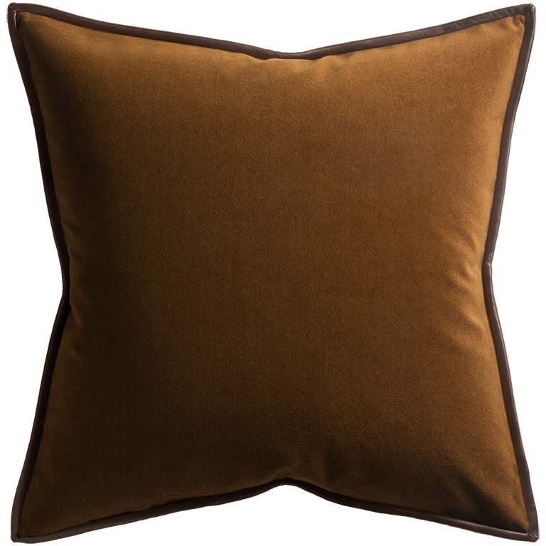 de Le Cuona | Merino Velvet Cushion with Leather Trim – Maple