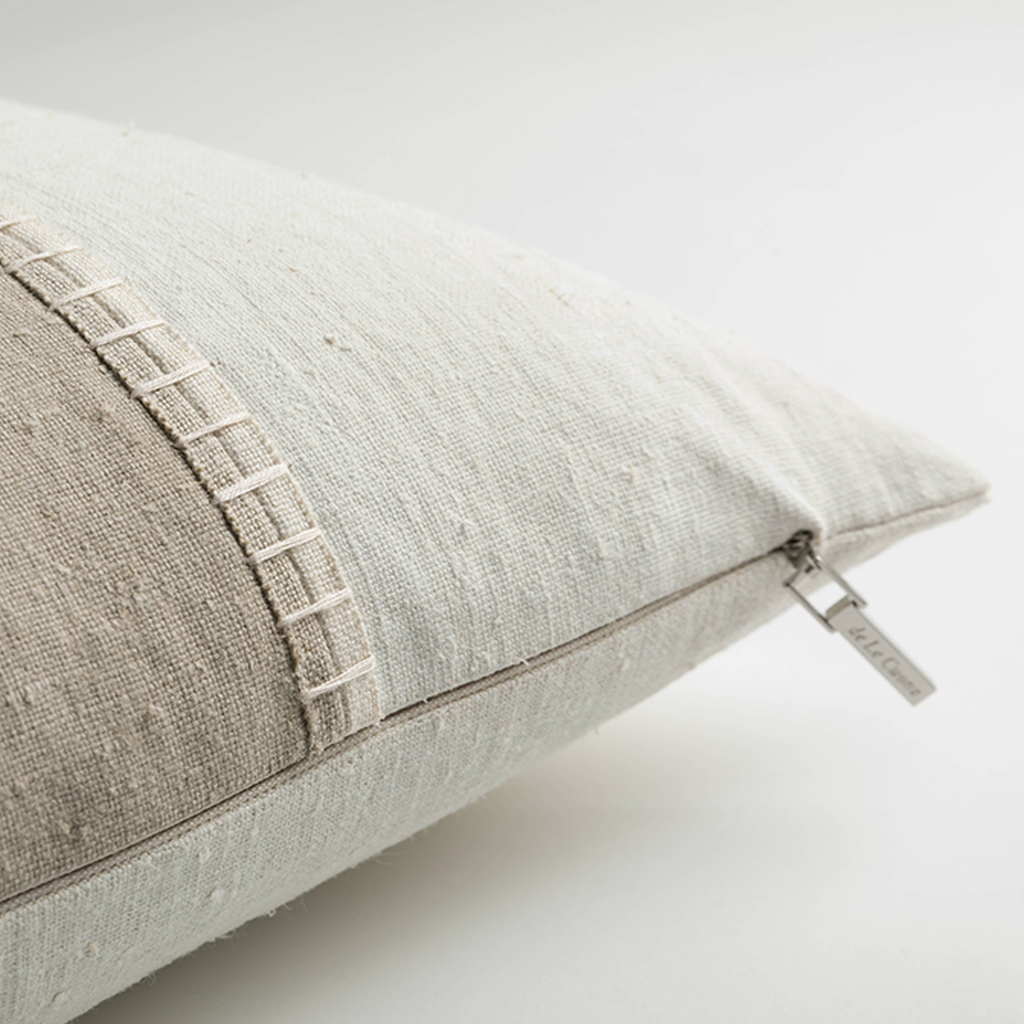de Le Cuona | Painted Linen Panelled Cushion