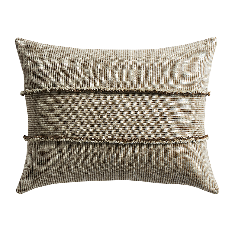 de Le Cuona | Salopette Cushion with Fringed Panels – Khaki