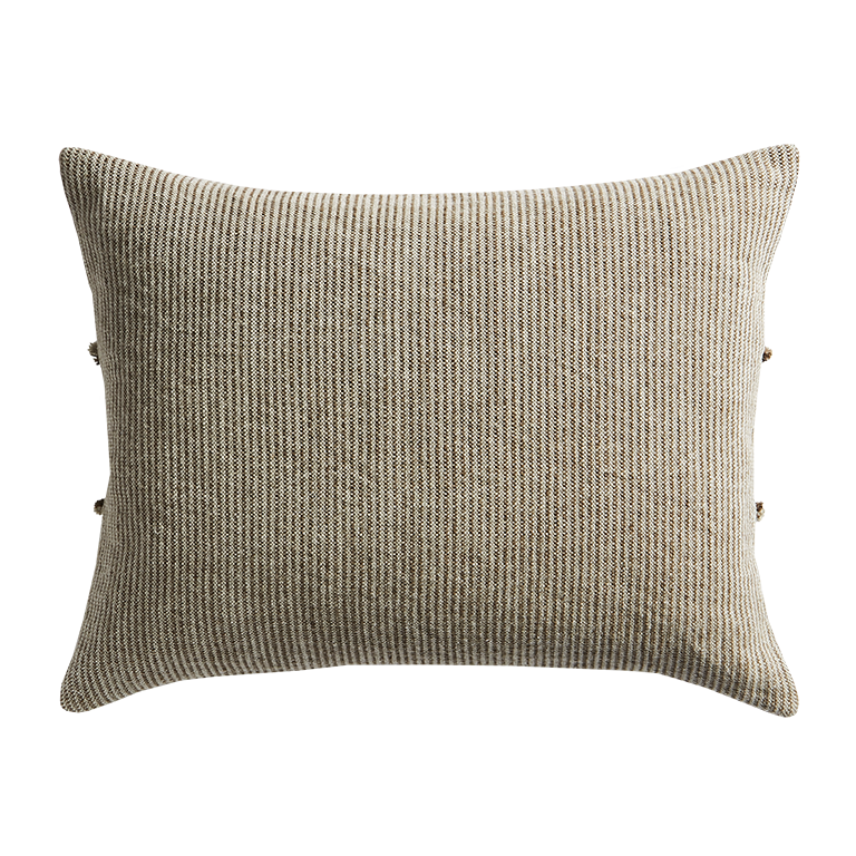 de Le Cuona | Salopette Cushion with Fringed Panels – Khaki