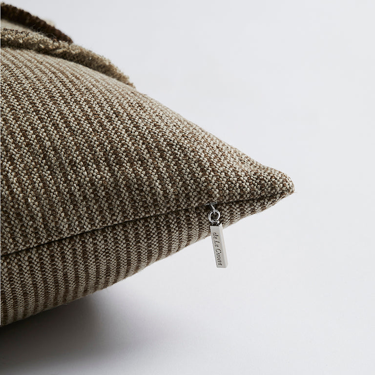 de Le Cuona | Salopette Cushion with Fringed Panels – Khaki