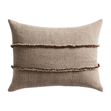 de Le Cuona | Salopette Cushion with Fringed Panels – Maroon
