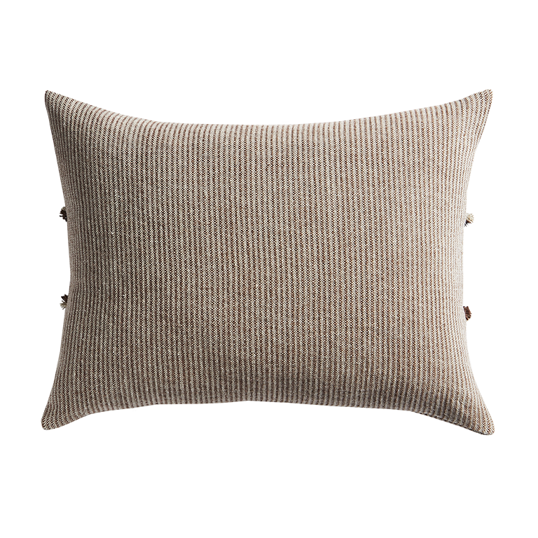 de Le Cuona | Salopette Cushion with Fringed Panels – Maroon