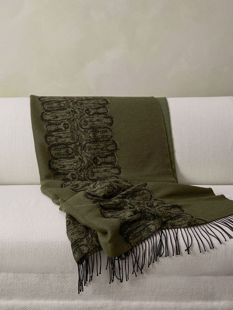 de Le Cuona | Samurai River Wool Throw – Moss
