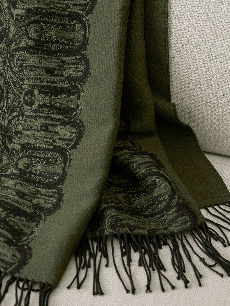 de Le Cuona | Samurai River Wool Throw – Moss